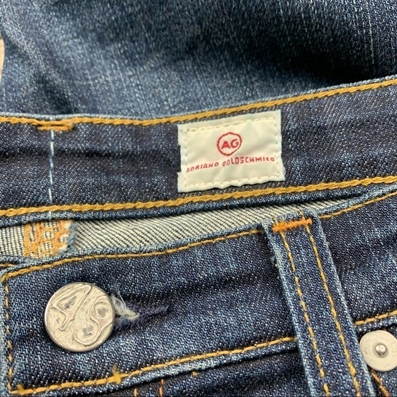 AG Jeans Stilt Cigarette Leg Distressed Dark Wash Cuffed Retro Low Rise SZ 8/29 - Picture 3 of 14